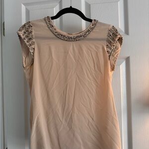 Rebecca Taylor Embellished Beige Blouse